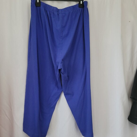 Quacker Factory QVC Blue Pants Capri Crop 1X embroidered Sailboat Cotton - Picture 2 of 8